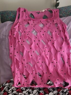 Pink Cutout Sleeveless Women's Top